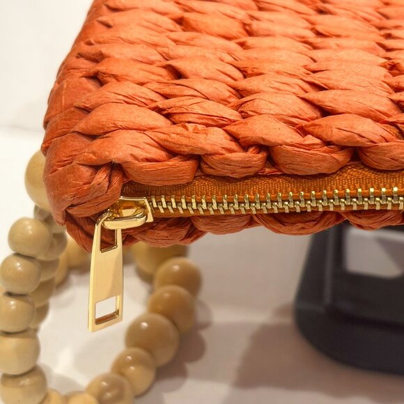 A New Day: Seagrass Terra Cotta Orange Clutch/Wristlet - Picture 2 of 11